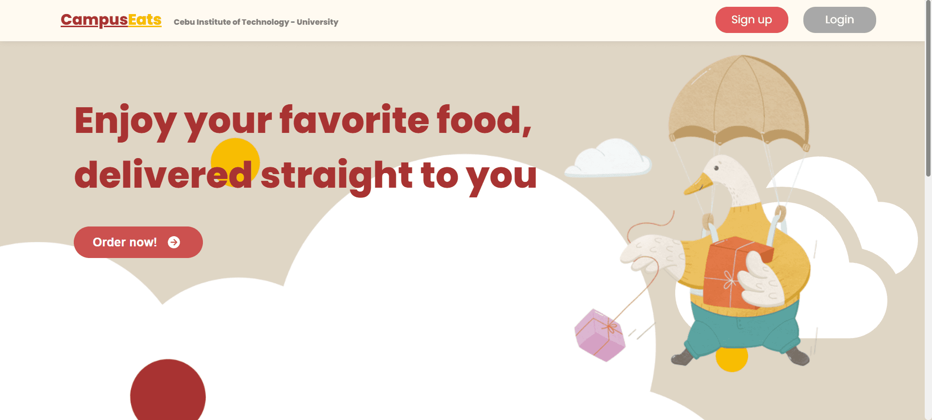 Campus Eats — vendor browsing and live order tracking interface